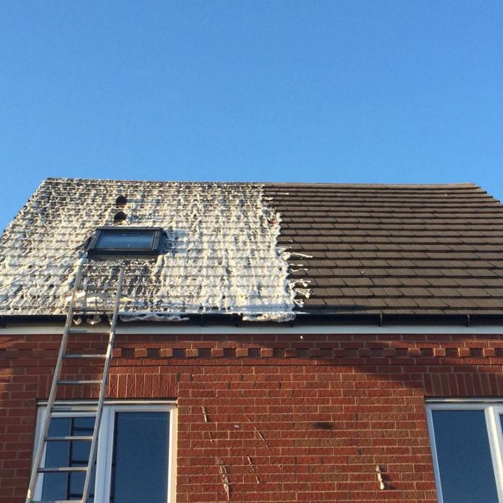 Professional roof cleaning services in Stoke on Trent by Halo All Surface Cleaning, showcasing a clean and revitalized roof